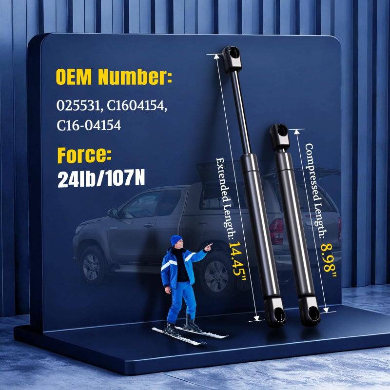 ARANA C16-04154 15 inch 24Lb Gas Struts Lift Support, sl33-20-1 15" Gas Shock Springs for Leer are Topper Snugtop Camper Shell Truck Cap Centry Topper Tool Box Lid Replacement Parts, 2 Pcs - Image 2
